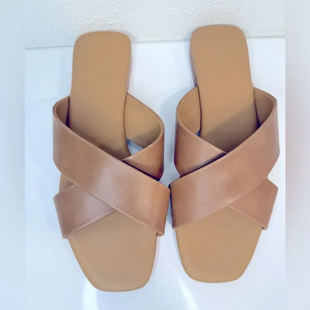 Nisolo Catalina Almond Leather Slide Sandals Size 10